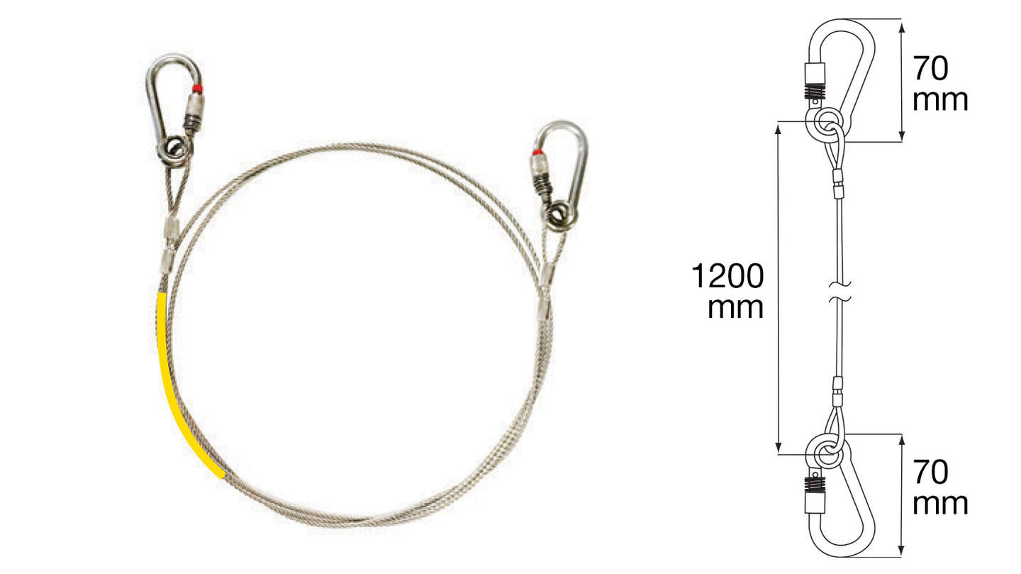 Sling with Cable + Double Carabiner 1200mm, SWL 80kg Sling with Cable + Double Carabiner 1200mm, SWL 80kg