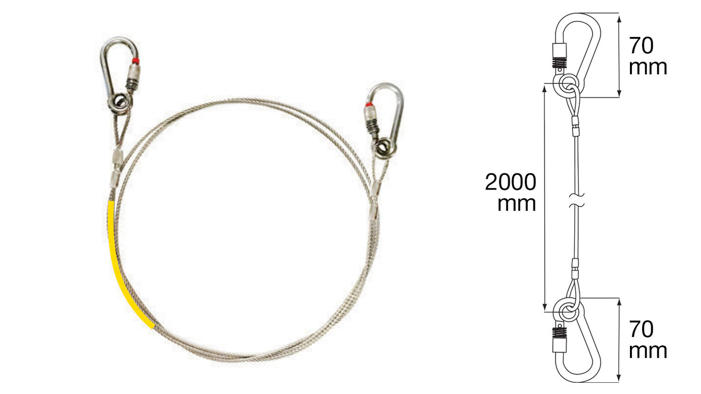 Sling with Cable + Double Carabiner 2000mm, SWL 80kg Sling with Cable + Double Carabiner 2000mm, SWL 80kg