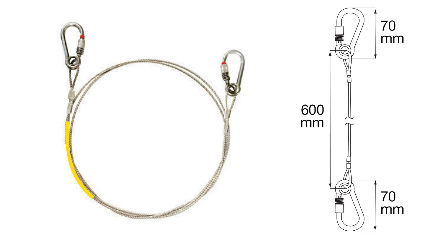 Sling with Cable + Double Carabiners 600mm, SWL 80k Sling with Cable + Double Carabiners 600mm, SWL 80k