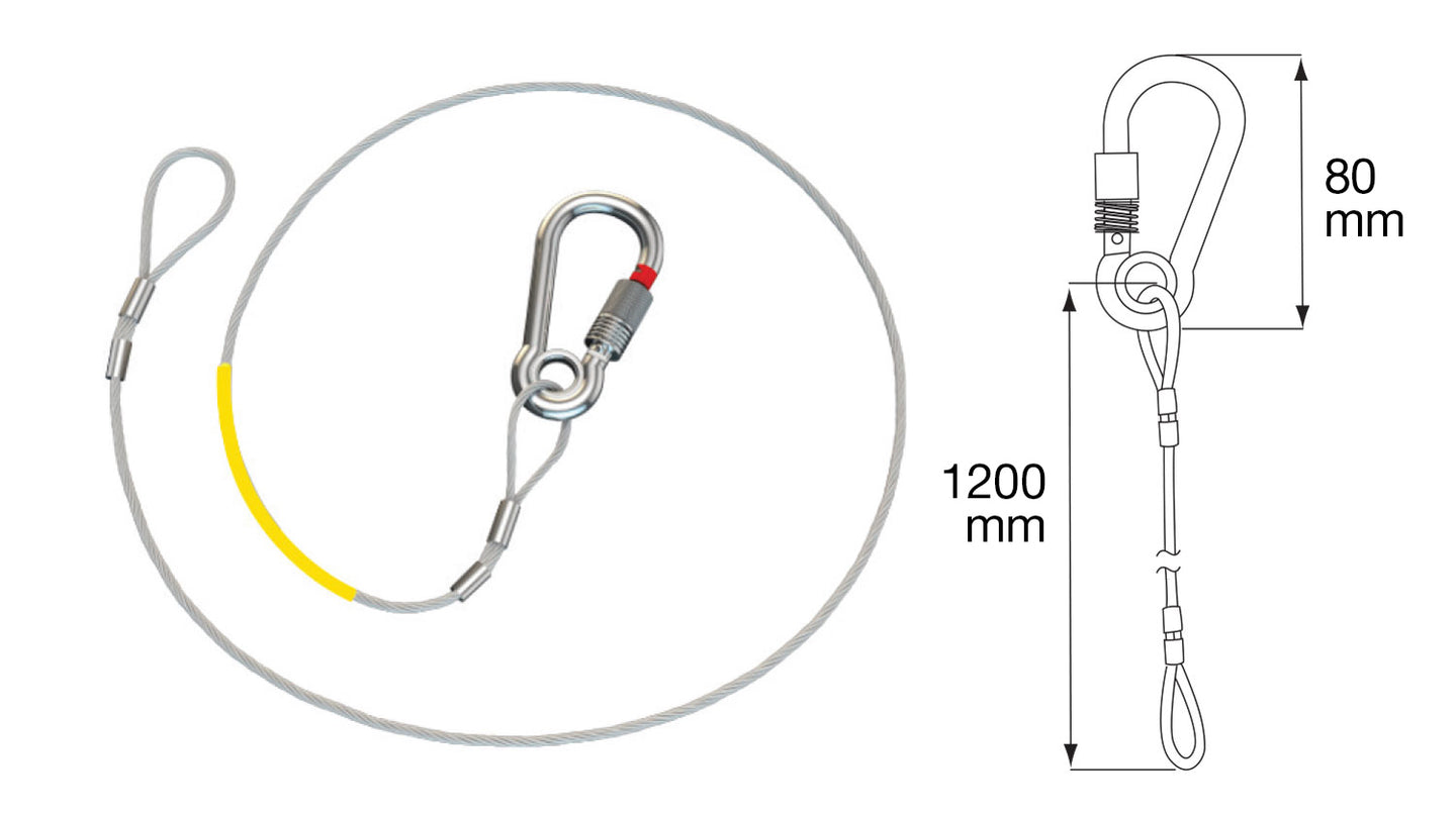 Sling with Cable + Carabiner 1200mm, SWL 113kg Sling with Cable + Carabiner 1200mm, SWL 113kg