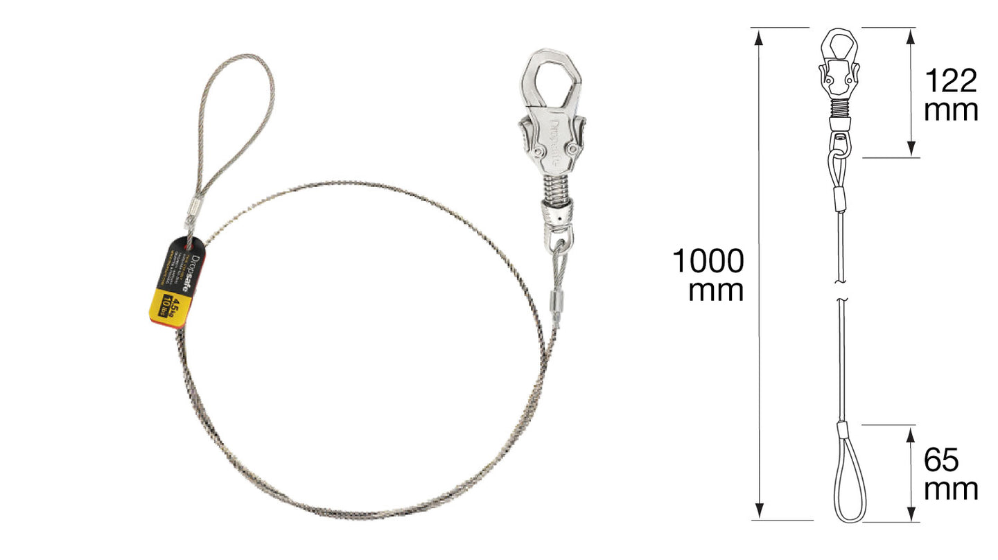 Tether, Trisafe + Loop, SUS316 Wire Lanyard Tether, Trisafe + Loop, SUS316 Wire Lanyard
