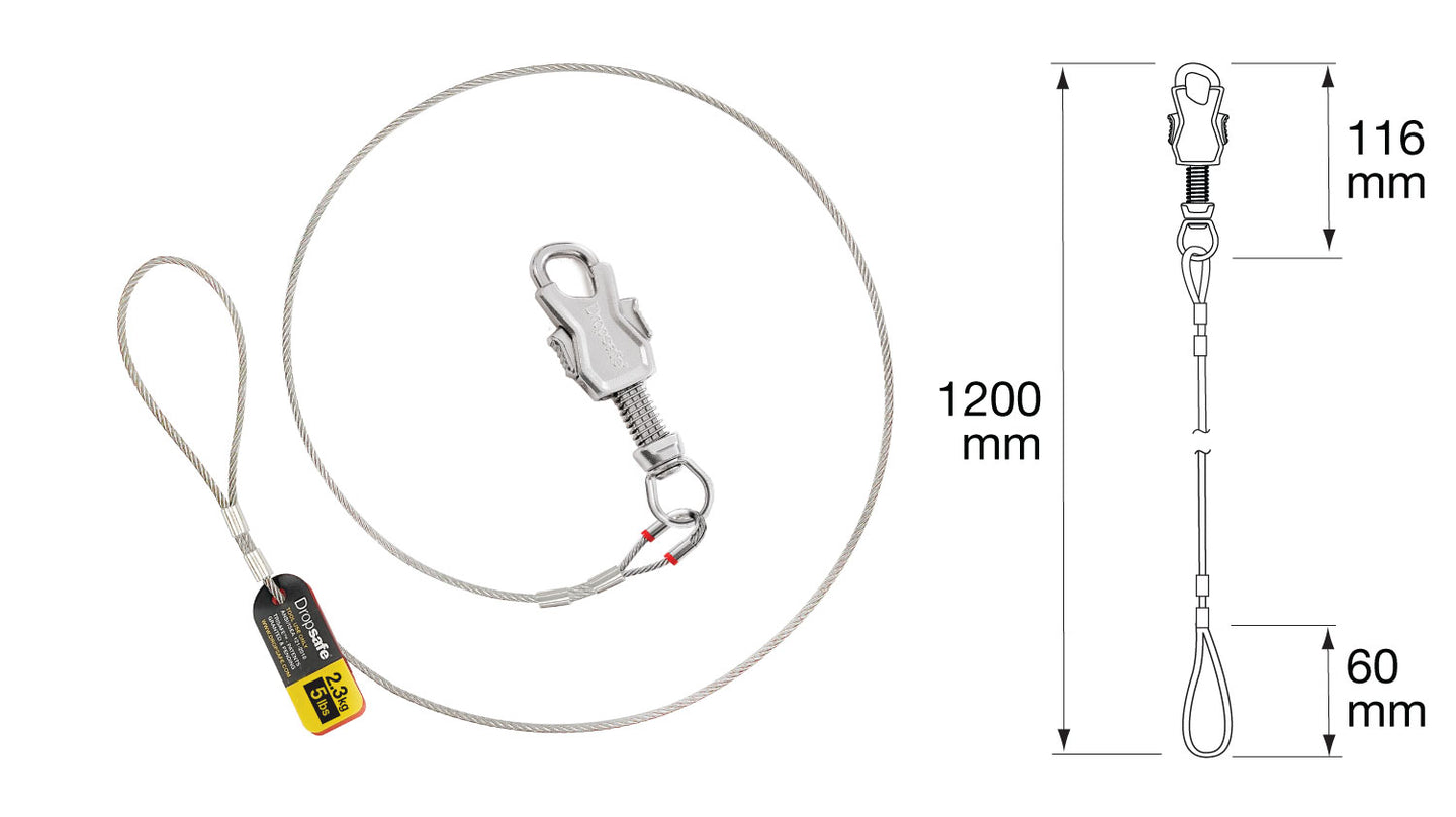 Tether Dropsafe, Trisafe + Loop, talabarte de fio SUS316