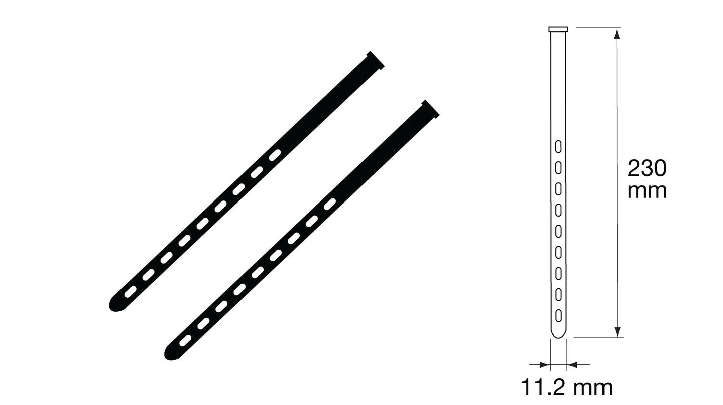 Pack of 40 black plastic cable ties, 230 mm long, 11.2 mm wide, for drops prevention band small