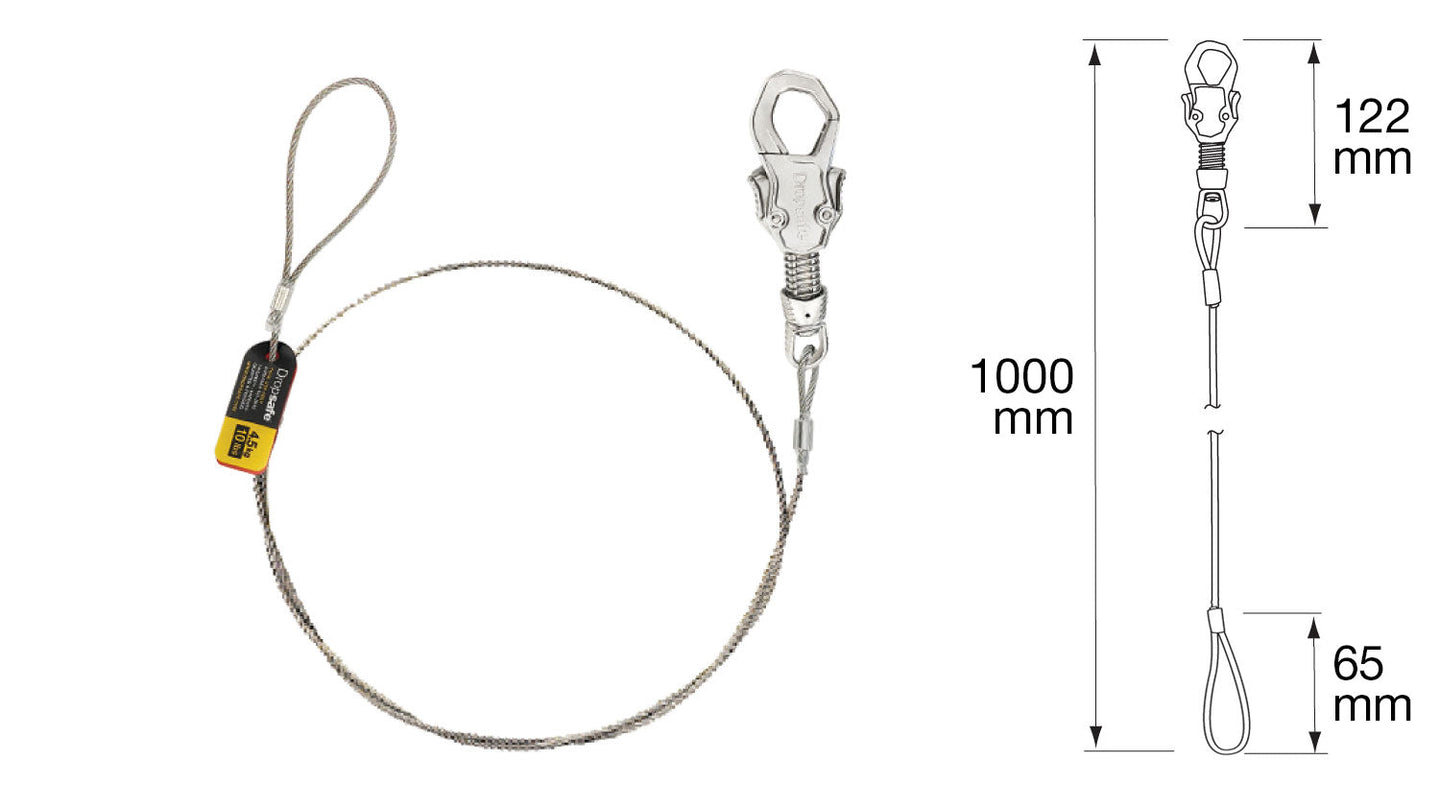Stainless steel cable lanyard with Trisafe carabiner